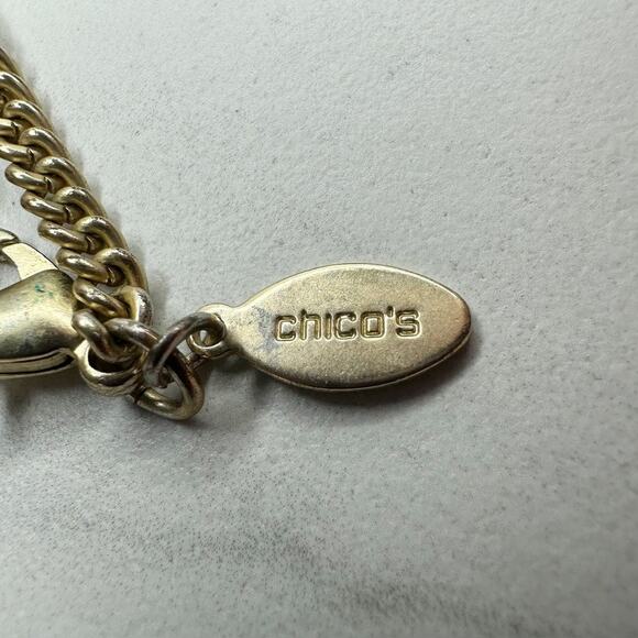 Chico's Chunky Blue Beaded Tassel Pendant Gold Tone Necklace ✨ - Picture 10 of 10